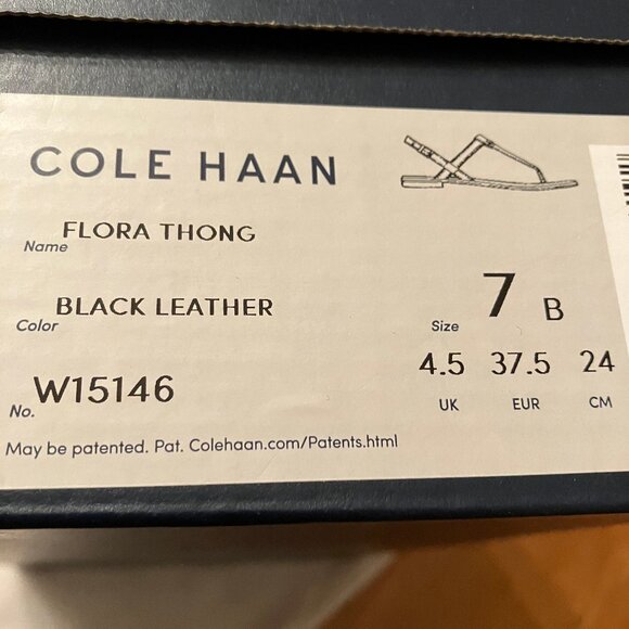 Cole Haan Flora Leather Black Thong Sandals 7B - Picture 8 of 8